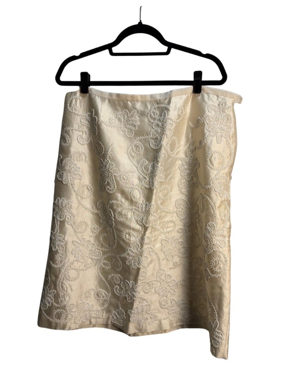 Dana Buchman Ivory Silk Floral Beaded A-Line Skirt Size 14 NWT